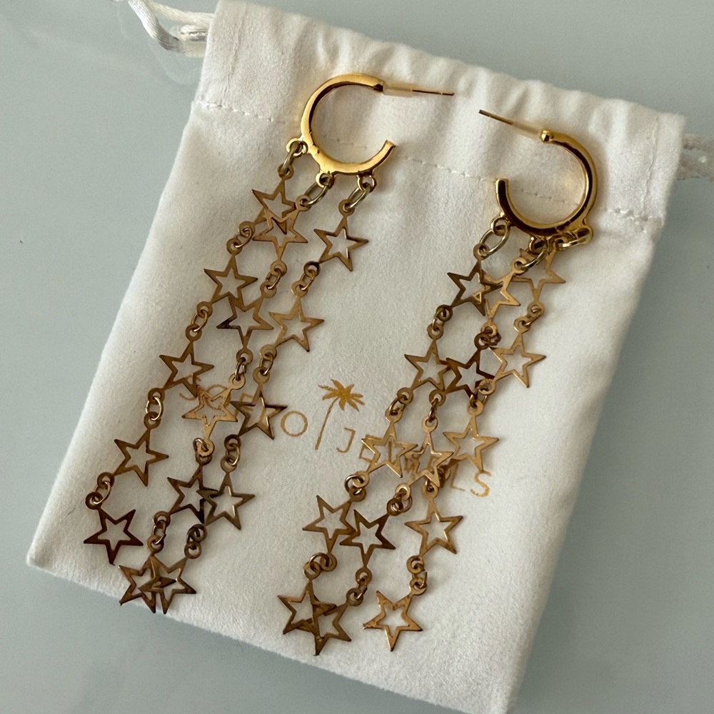 Gold Star Hoop Earrings